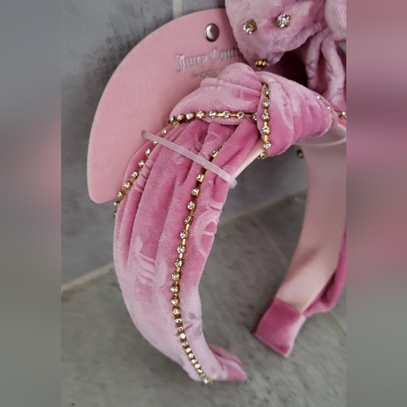 Juicy Couture Pink Velvet Hair Accessory Set Headband and Bow - NWT - Picture 2 of 4